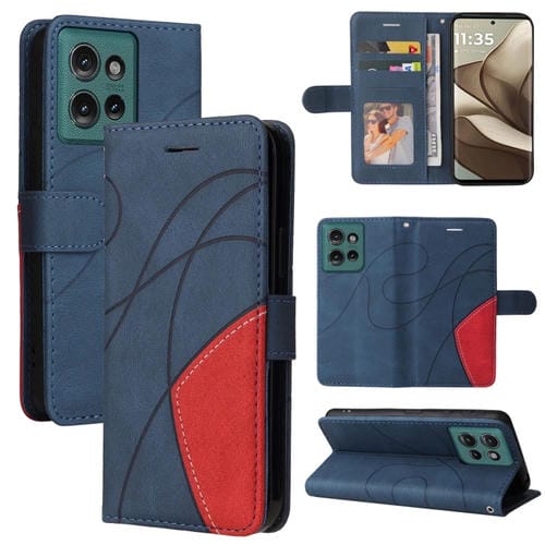 Funda de Cuero con Tapa para Motorola Edge 50 5G (Azul) Dos Colores
