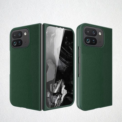 Funda de Cuero con Textura de Lichi para Google Pixel 9 Pro Fold a Prueba de Golpes (Verde)