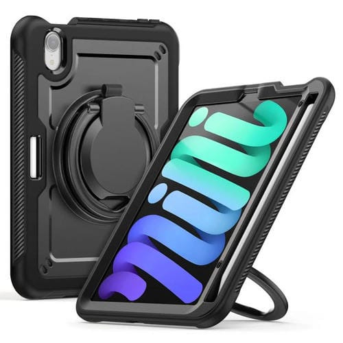 Funda Híbrida Tipo Panal con Asa y Correa para iPad Mini 2024/Mini 6 (Negra)
