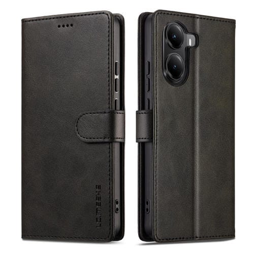 Funda de piel con textura de becerro LC.IMEEKE para Xiaomi Poco X7 Pro (negra)