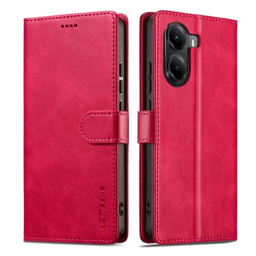 Funda de piel con textura de becerro LC.IMEEKE para Xiaomi Poco X7 Pro (roja)