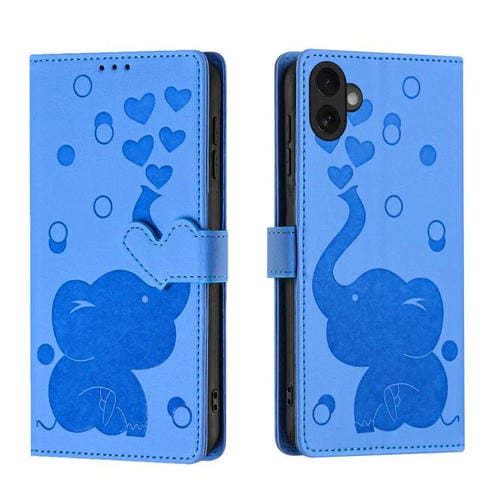 Funda de piel con relieve de elefante para iPhone 17 (azul)