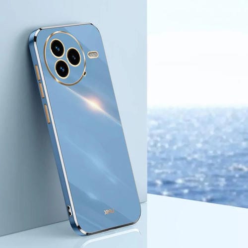 Funda de TPU con borde recto 6D galvanizado XINLI para Xiaomi Civi 5 Pro (azul celeste)