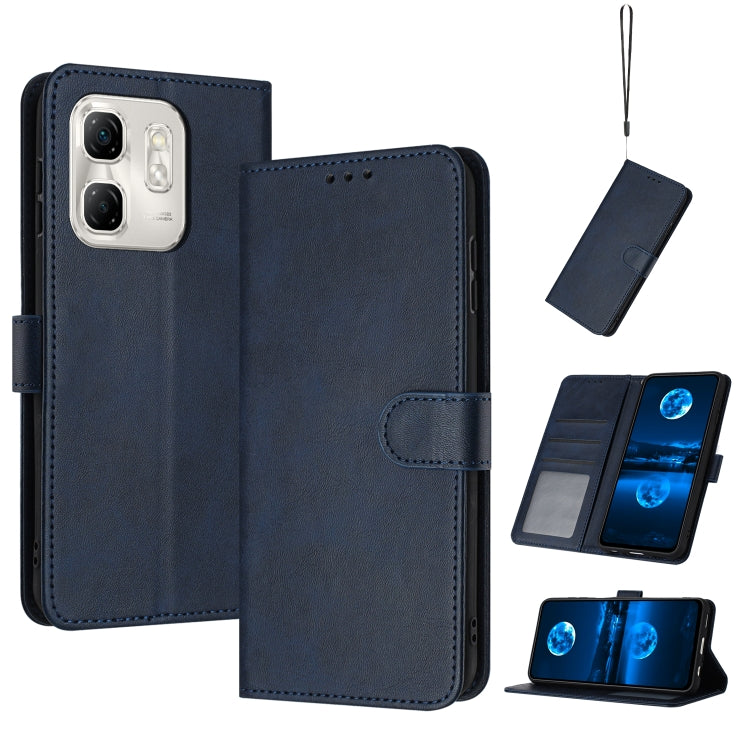 Funda Piel Sintética Textura Becerro para Infinix Hot 50I (Azul Oscuro)