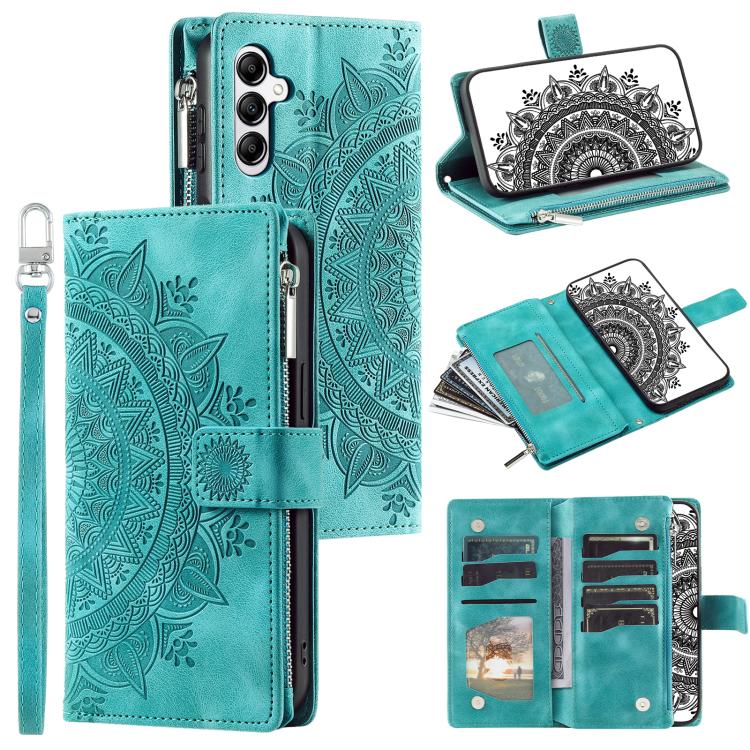 Funda de cuero con cremallera y múltiples tarjetas para Samsung Galaxy S25 FE 5G (verde)