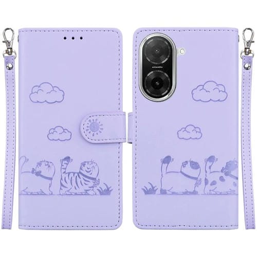 Funda de cuero RFID con diseño de gatos para Redmi A5 4G (171,7 mm) (morado)