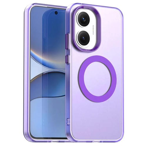 Funda híbrida de TPU y PC con diseño de caramelo y Magsafe para Xiaomi Poco F7 (morado)