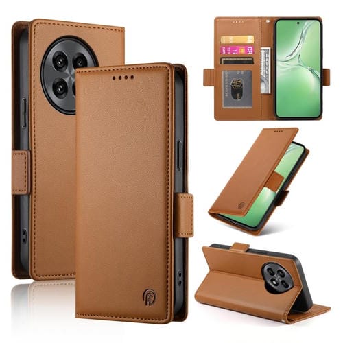 Funda de Cuero Esmerilado con Hebilla Lateral Magnética para OnePlus 13R Ace 5 Ace 5 Pro (Marrón)