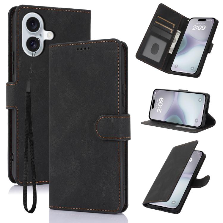 Funda de piel de becerro con textura de fantasía para iPhone 17 (negra)