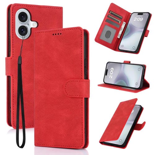 Funda de piel de becerro con textura de fantasía para iPhone 17 (roja)