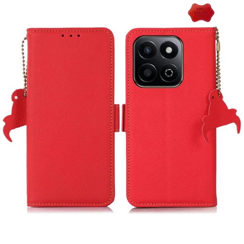 Funda de Cuero Genuino Tj con Rfid e Imán Lateral para Honor Play 60 Plus/200 (Rojo)