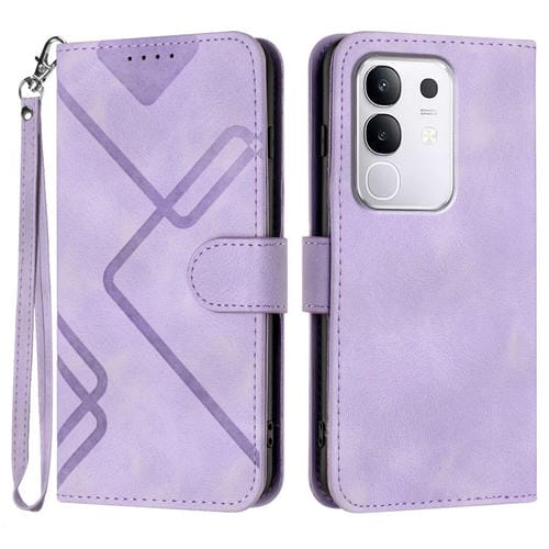 Funda de Piel con Diseño de Líneas para Vivo Y29 4G (Morado Claro)
