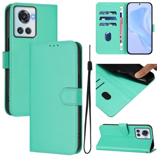 Funda de Piel Sintética con Cordón para OnePlus 10R/Ace (Verde)