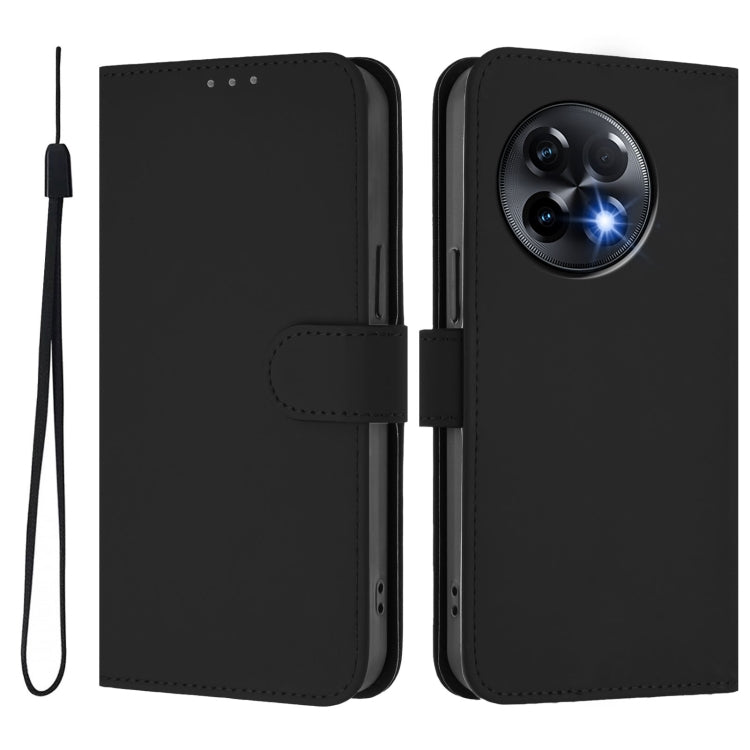 Funda de Cuero con Cordón para OnePlus 11R 5G Diseño Global Skin Feel (Negro)