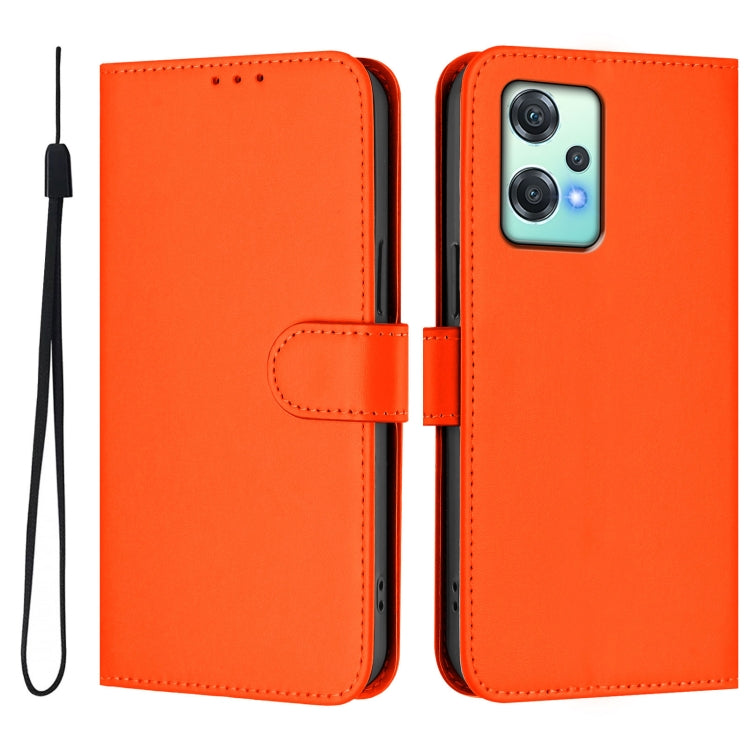 Funda de Cuero con Cordón para OnePlus Nord Ce 2 Lite 5G Acabado Mate (Naranja)