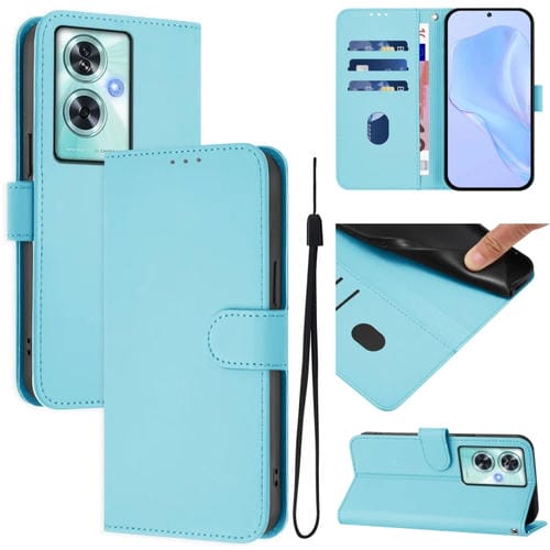 Funda de Cuero con Cordón OnePlus Nord N30 Se 5G Textura Piel (Azul Cielo)