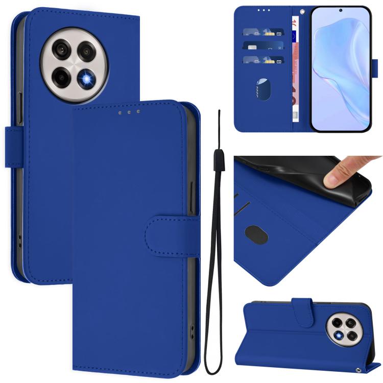 Funda de Cuero con Cordón para OnePlus Ace 5 Pro / Ace 5 / 13R (Azul Oscuro)