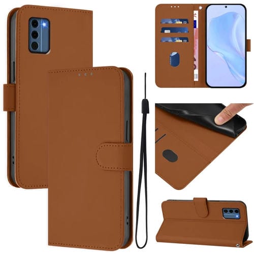 Funda de Piel Sintética con Cordón para Nokia C300 (Marrón)