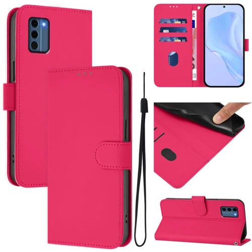 Funda de Piel Sintética con Cordón para Nokia C300 (Rosa y Rojo)