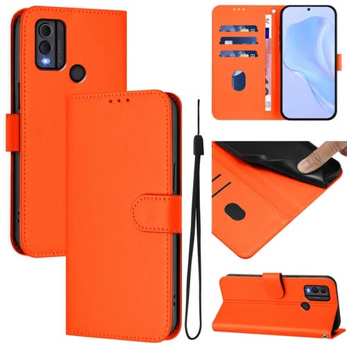 Funda de Piel Sintética con Cordón para Nokia C22 (Naranja)