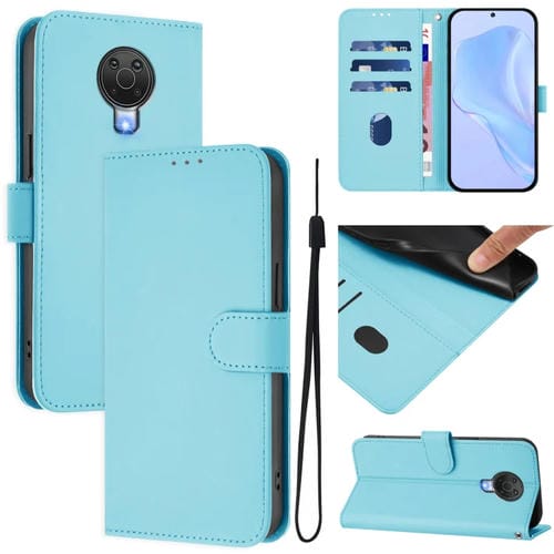 Funda de Piel Sintética con Cordón para Nokia 6.3/G20/G10 (Azul Cielo)