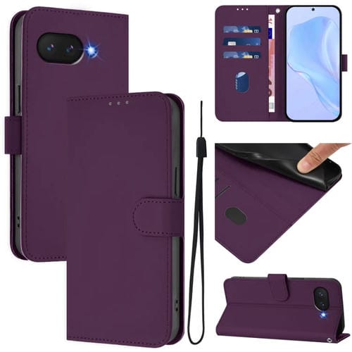 Funda de Piel Sintética con Cordón para Google Pixel 9A (Violeta)