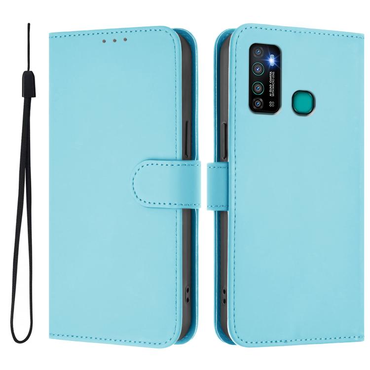 Funda de Cuero con Cordón para Teléfono Infinix Hot 9/9 Pro Skin Feel (Azul Cielo)