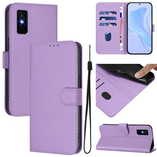 Funda de cuero con textura de piel y cordón para Infinix GT 30 Pro (morado lavanda)