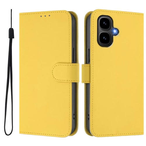 Funda de cuero con textura de piel y cordón para Infinix Smart 10 4G (amarillo limón)