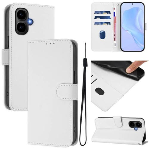 Funda de cuero con textura de piel y cordón para Infinix Smart 10 4G (blanco)