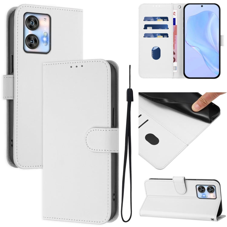 Funda de Piel Sintética con Cordón para Teléfono Oukitel C35 (Blanco)