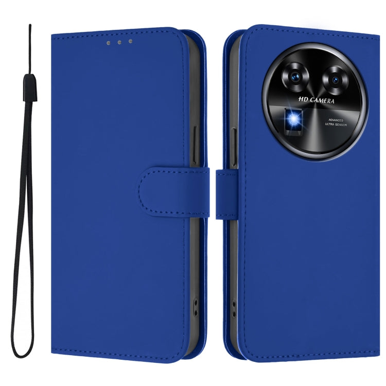 Funda de Piel Sintética con Cordón para Teléfono Oukitel C37 (Azul Oscuro)