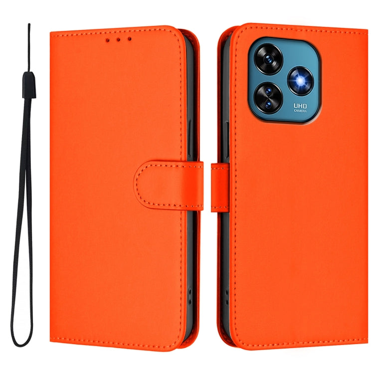 Funda de Piel Sintética con Cordón para Teléfono Oukitel C51 (Naranja)