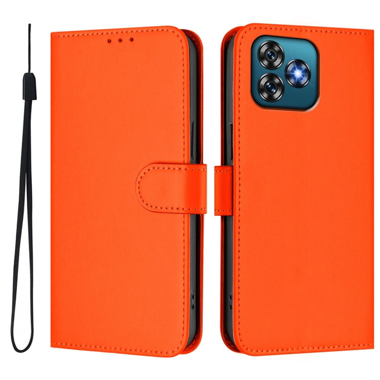 Funda de Piel Sintética con Cordón para Teléfono Oukitel C53 (Naranja)