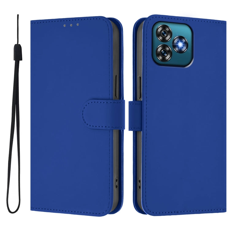 Funda de Piel Sintética con Cordón para Teléfono Oukitel C53 (Azul Oscuro)