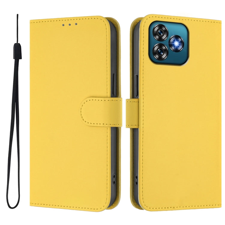 Funda de Piel Sintética con Cordón para Teléfono Oukitel C53 (Amarillo Limón)