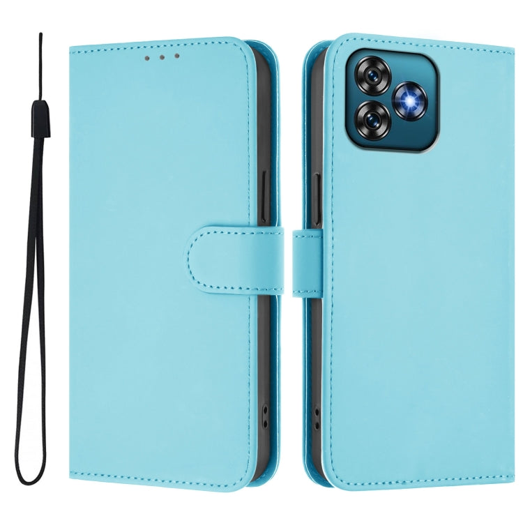 Funda de Piel Sintética con Cordón para Teléfono Oukitel C53 (Azul Cielo)