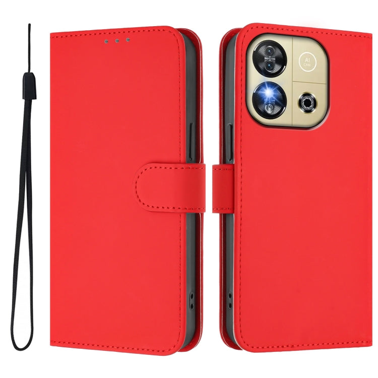 Funda de Piel Sintética con Cordón para Teléfono Oukitel C57S (Rojo)