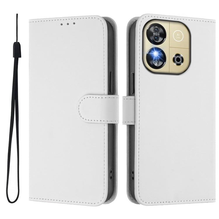 Funda de Piel Sintética con Cordón para Teléfono Oukitel C57S (Blanco)