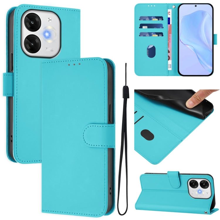 Funda Piel Sintética con Cordón para Teléfono Itel A80 4G (Azul Lago)