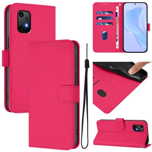 Funda de Piel Sintética con Cordón para Umidigi Bison X20 (Rojo Rosa)