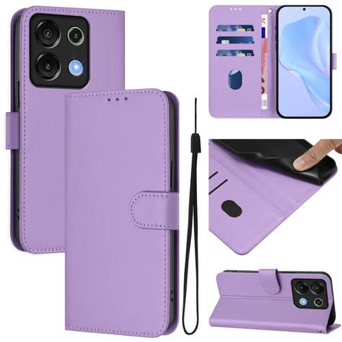 Funda de Cuero con Cordón para Umidigi G9 5G con Tacto de Piel (Morado Lavanda)