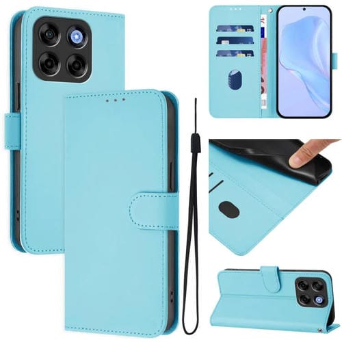 Funda Piel Sintética ZTE Blade V70 Vita/V70 con Cordón (Azul Cielo)