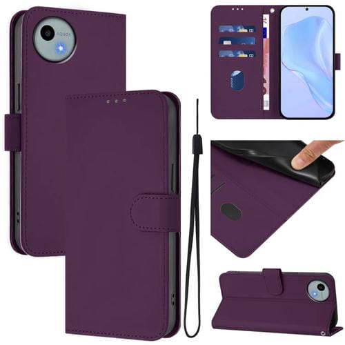 Funda de Piel Sintética con Cordón para Teléfono Sharp Aquos Wish4/Sh-52E (Violeta)