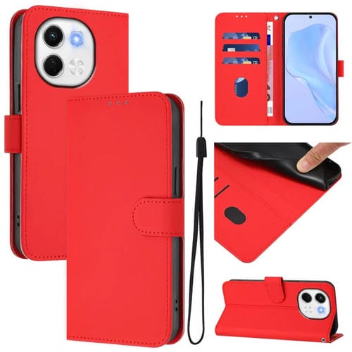 Funda de Cuero con Textura de Piel y Cordón para Tecno Spark 30 5G y Pova 6 Neo 5G (Rojo)
