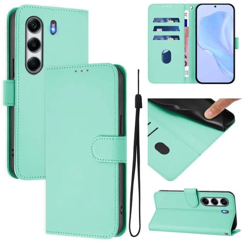 Funda de Piel Sintética con Cordón para Tecno Camon 40 Pro 4G (Verde Menta)