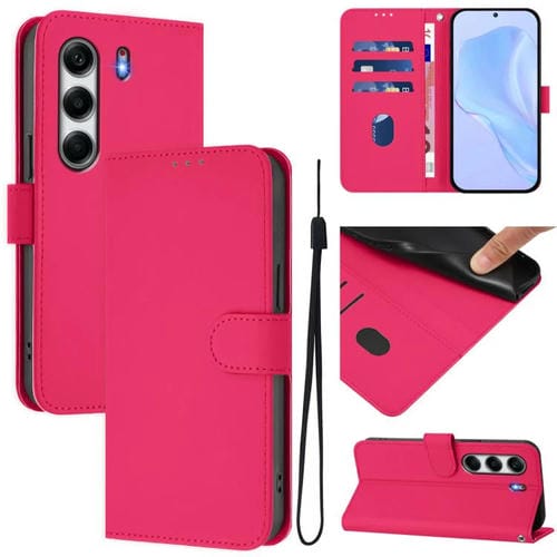 Funda de Piel para Tecno Camon 40 Pro 4G con Textura Liso y Cordón (Rosa)