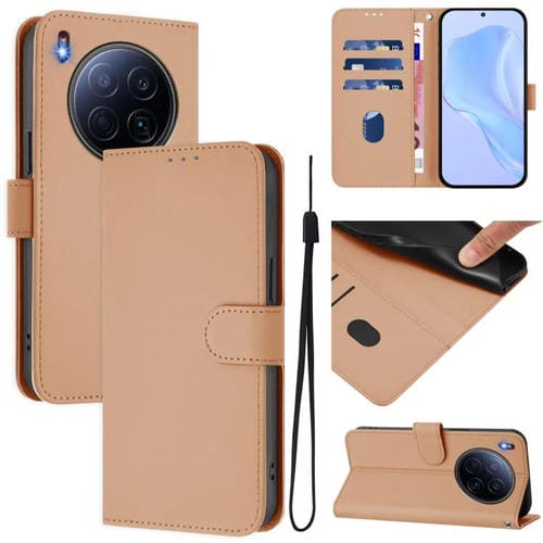 Funda de piel lisa con cordón para Tecno Camon 40 Premier Skin Feel (color piel)