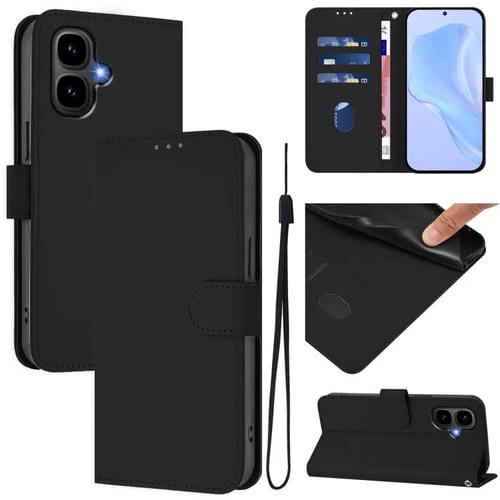 Funda de piel con cordón para Tecno Pop 10, color liso y tacto suave (negro)