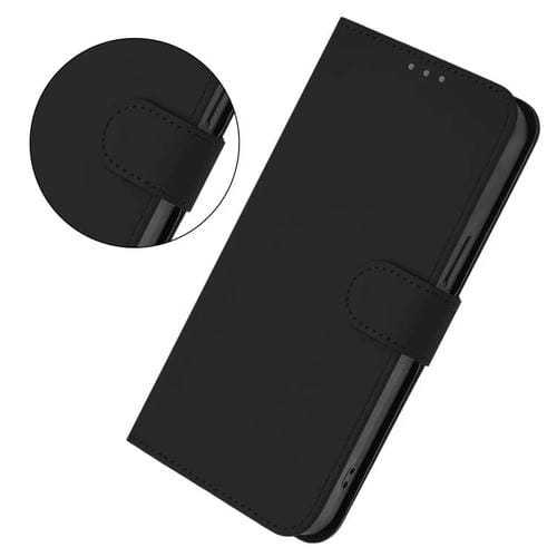 Funda de piel con cordón para Tecno Pop 10, color liso y tacto suave (negro)